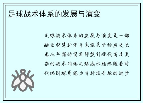 足球战术体系的发展与演变